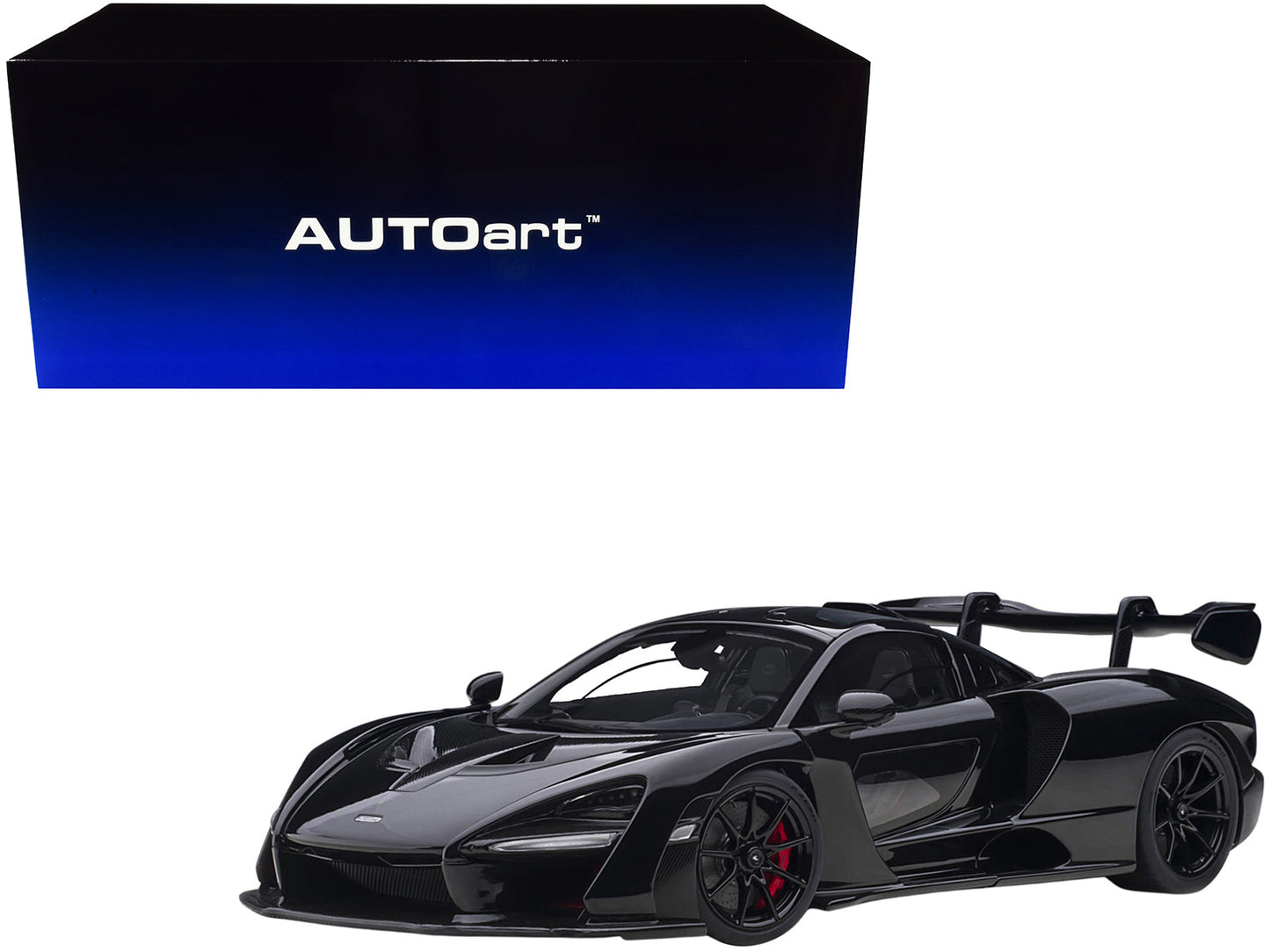 Mclaren Senna Stealth Cosmos Black with Carbon Accents 1/18 Model Car by Autoart free shipping USA