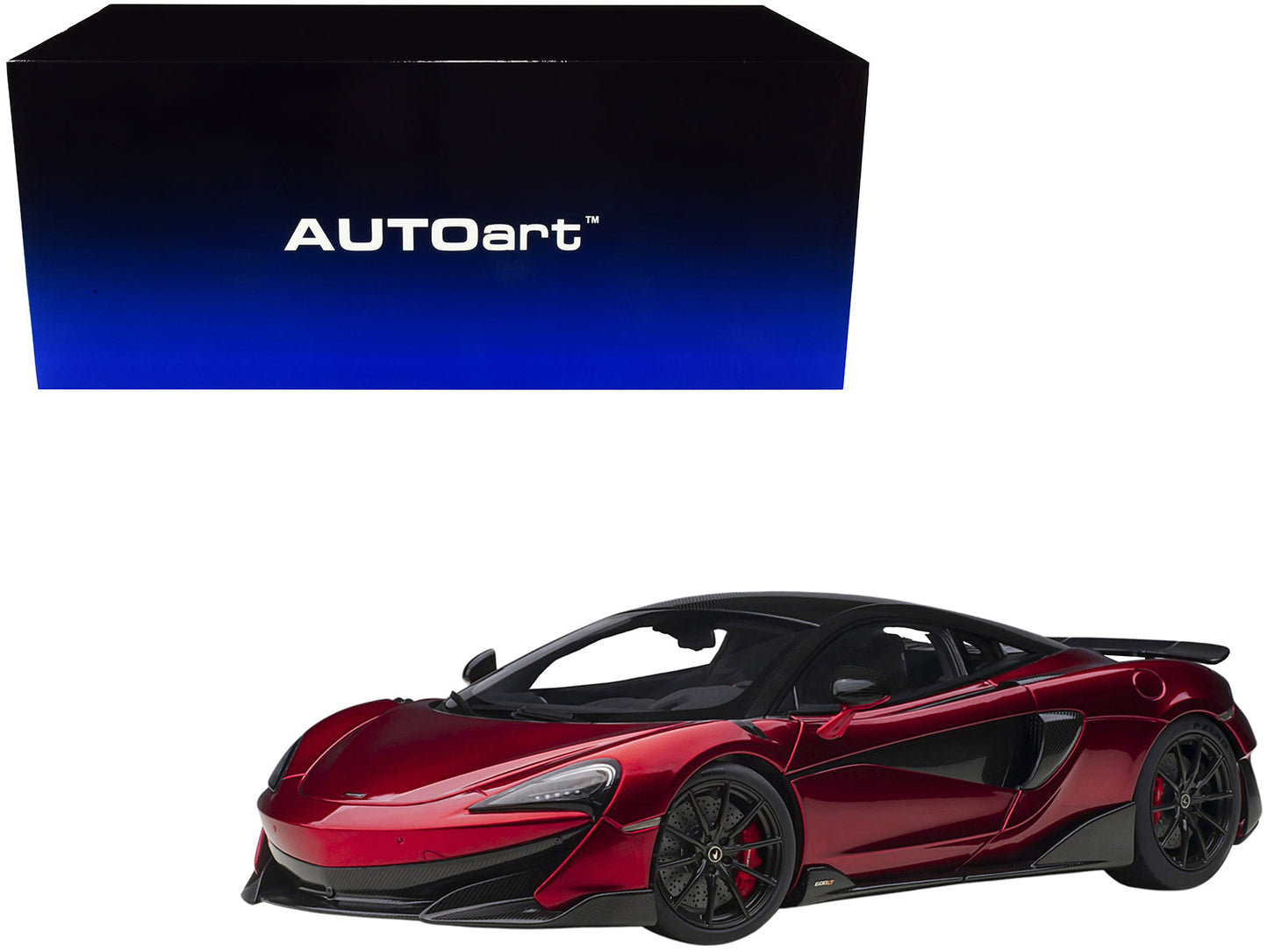 Mclaren 600LT Vermillion Red and Carbon 1/18 Model Car by Autoart free shipping USA