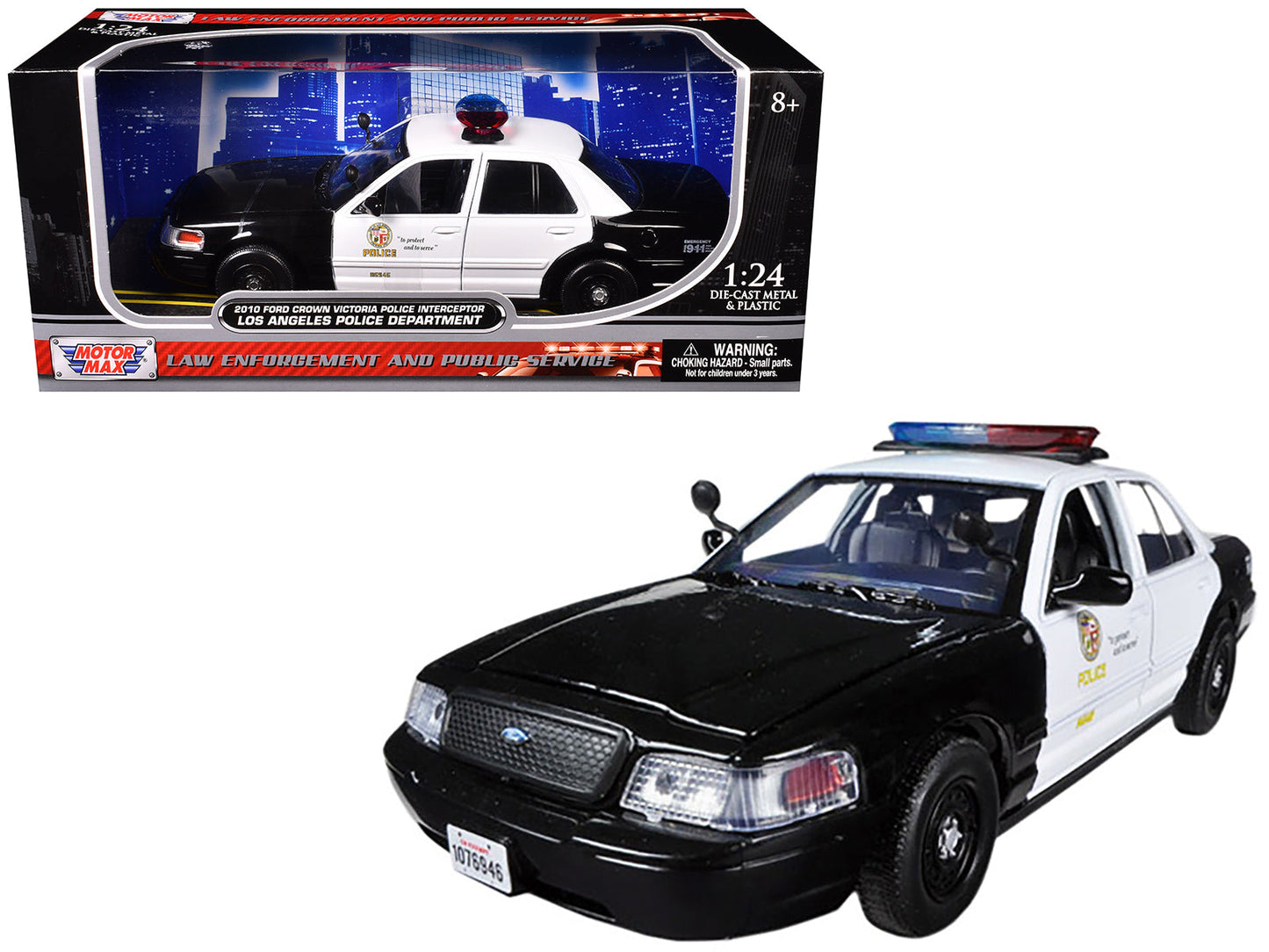 2010 Ford Crown Victoria LAPD Los Angeles Police Department Car 1/24 Diecast Car Model by Motormax free shipping USA