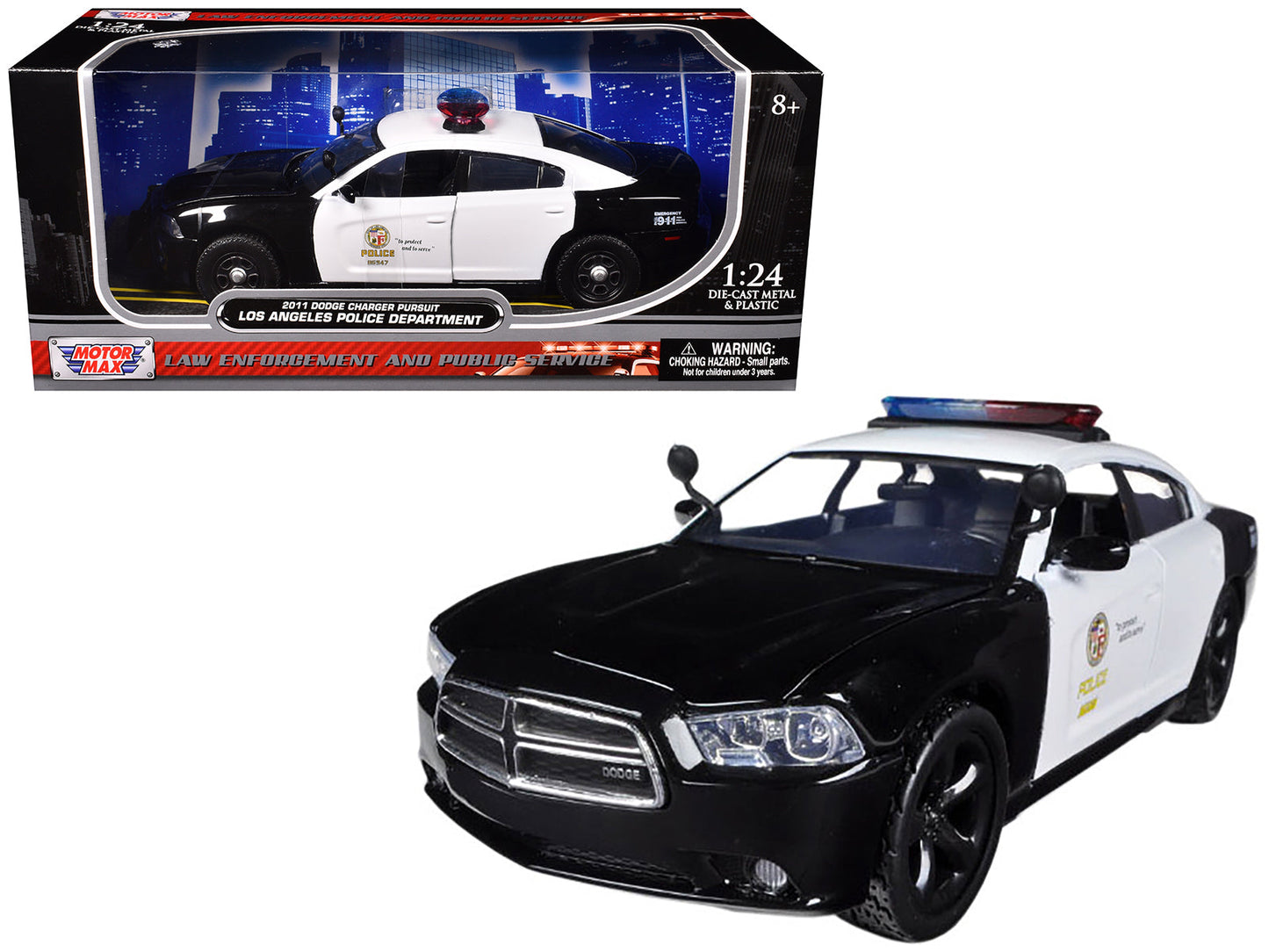 2011 Dodge Charger Pursuit LAPD Los Angeles Police Department Car 1/24 Diecast Car Model by Motormax free shipping USA