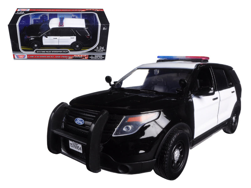 2015 Ford Police Interceptor Utility Unmarked Black and White 1/24 Diecast Model Car by Motormax free shipping USA