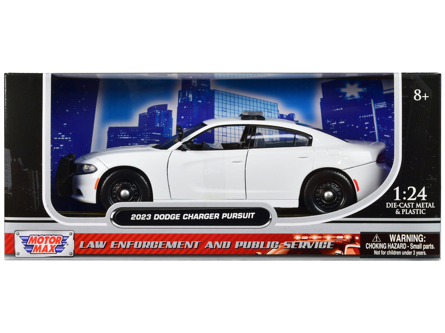 2023 Dodge Charger Pursuit Police Car Plain White "Law Enforcement and Public Service" Series 1/24 Diecast Model Car by Motormax free shipping USA