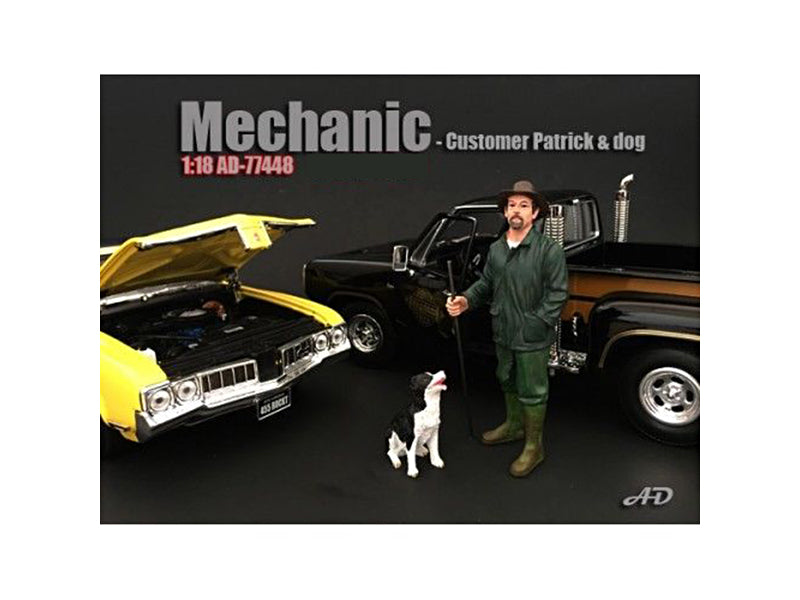 Customer Patrick and a Dog Figurine / Figure For 1:18 Models by American Diorama free shipping USA