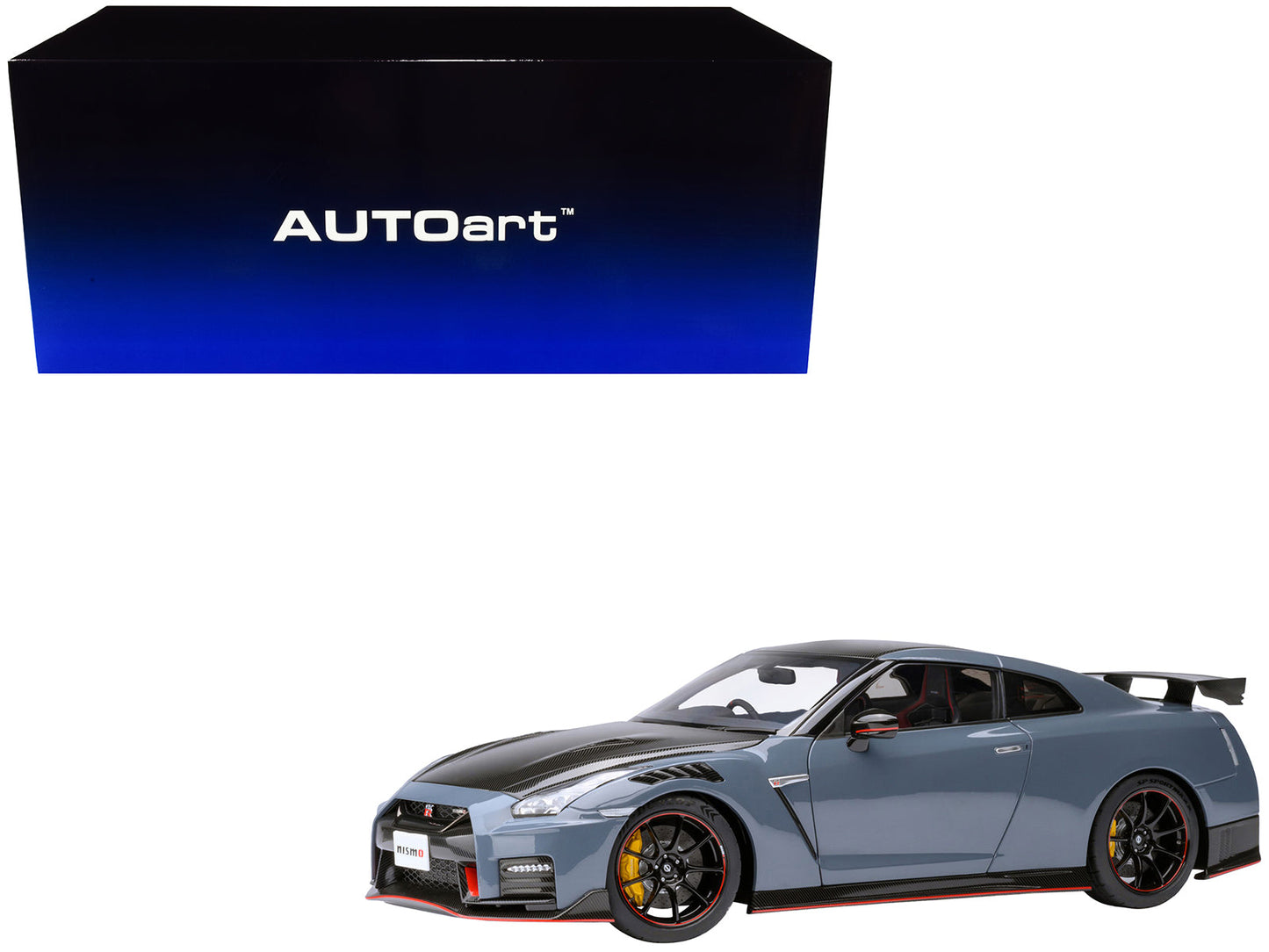 2022 Nissan GT-R (R35) Nismo Special Edition RHD (Right Hand Drive) Nismo Stealth Gray with Carbon Hood and Top 1/18 Model Car by Autoart free shipping USA