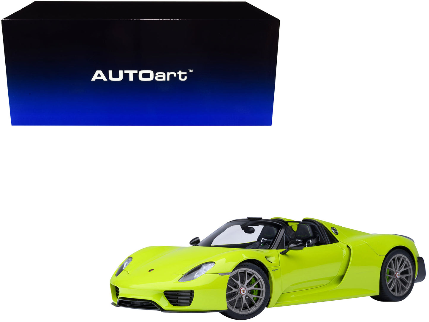 Porsche 918 Spyder "Weissach Package" Acid Green 1/18 Model Car by Autoart free shipping USA
