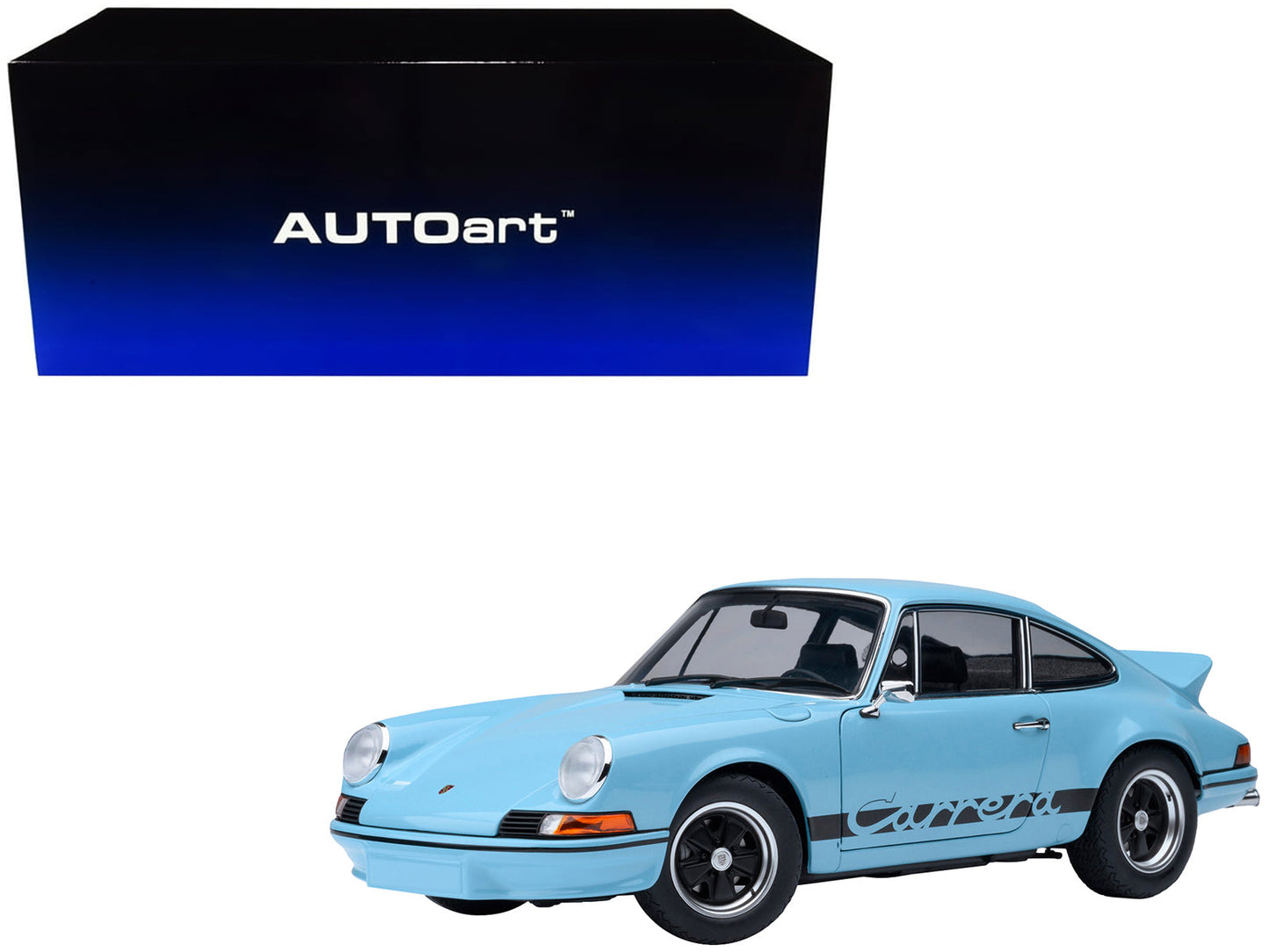 Porsche 911 Carrera 2.7 RS Gulf Blue with Black Stripes and Wheels 1/18 Model Car by Autoart free shipping USA