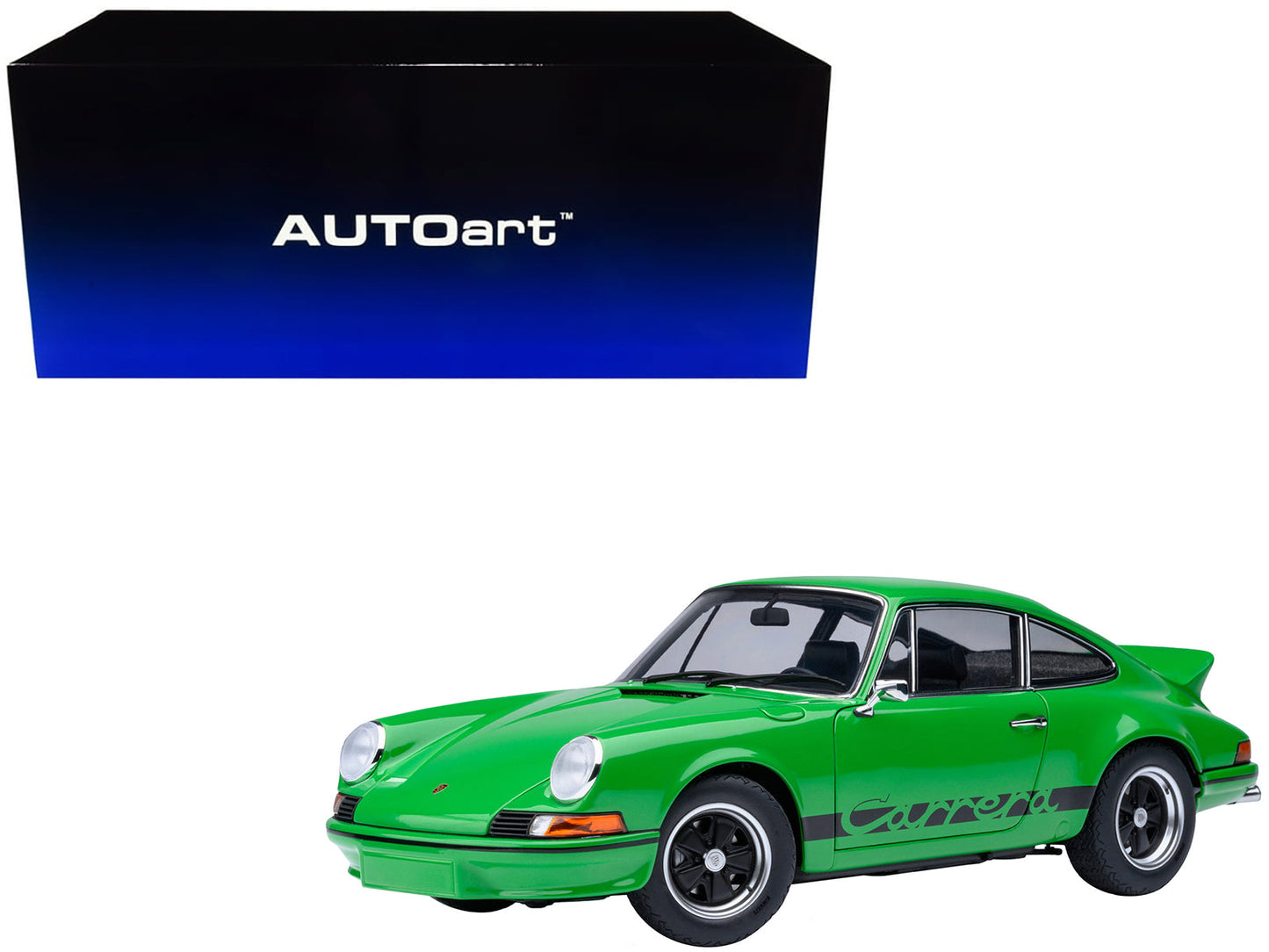 Porsche 911 Carrera 2.7 RS Viper Green with Black Stripes and Wheels 1/18 Model Car by Autoart free shipping USA