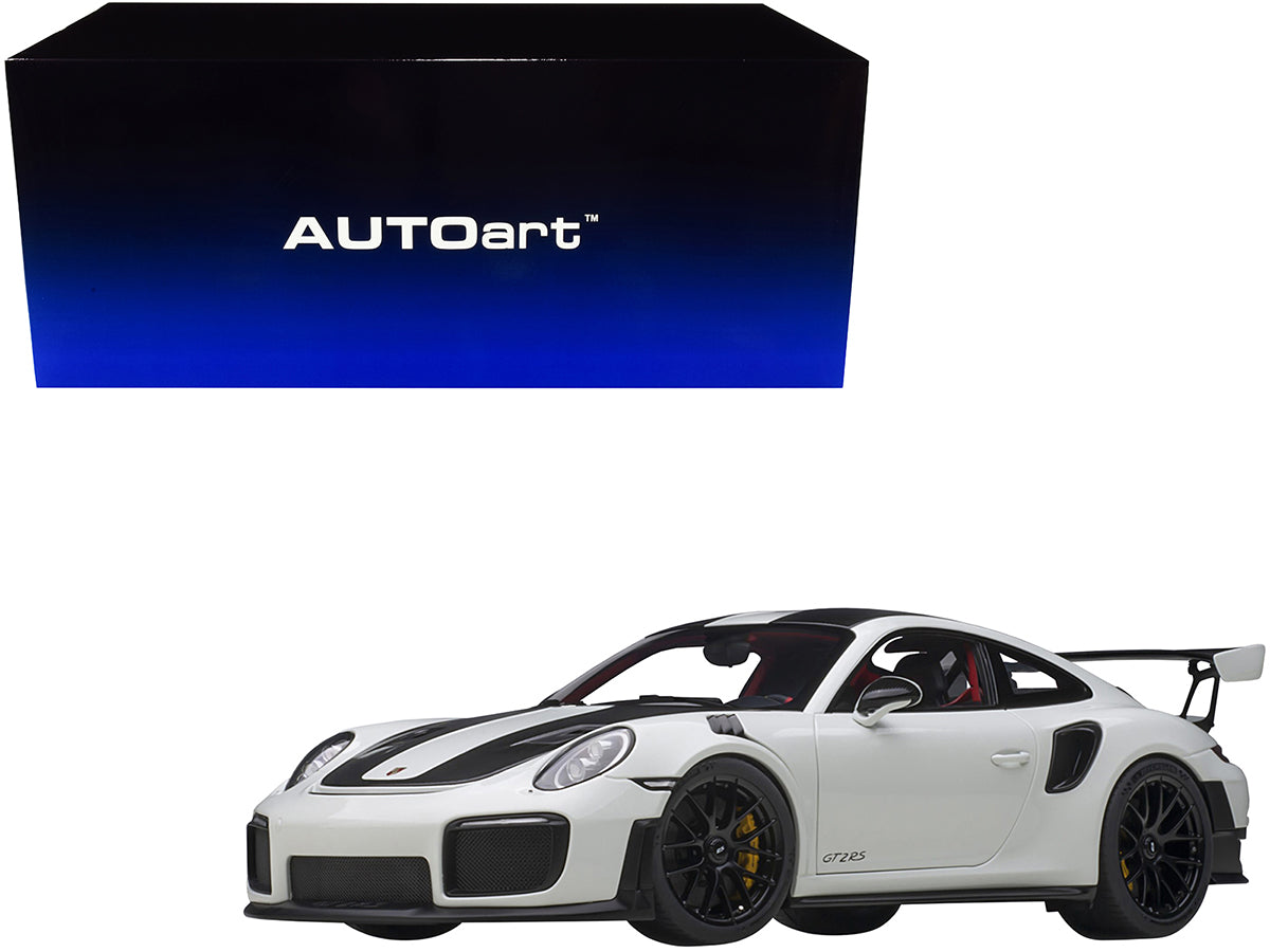 Porsche 911 (991.2) GT2 RS Weissach Package White with Carbon Stripes 1/18 Model Car by Autoart free shipping USA