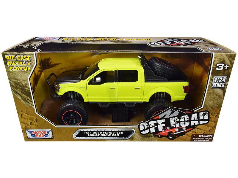 2019 Ford F-150 Lariat Crew Cab Pickup Truck Off Road Bright Green 1/27 Diecast Model Car by Motormax free shipping USA