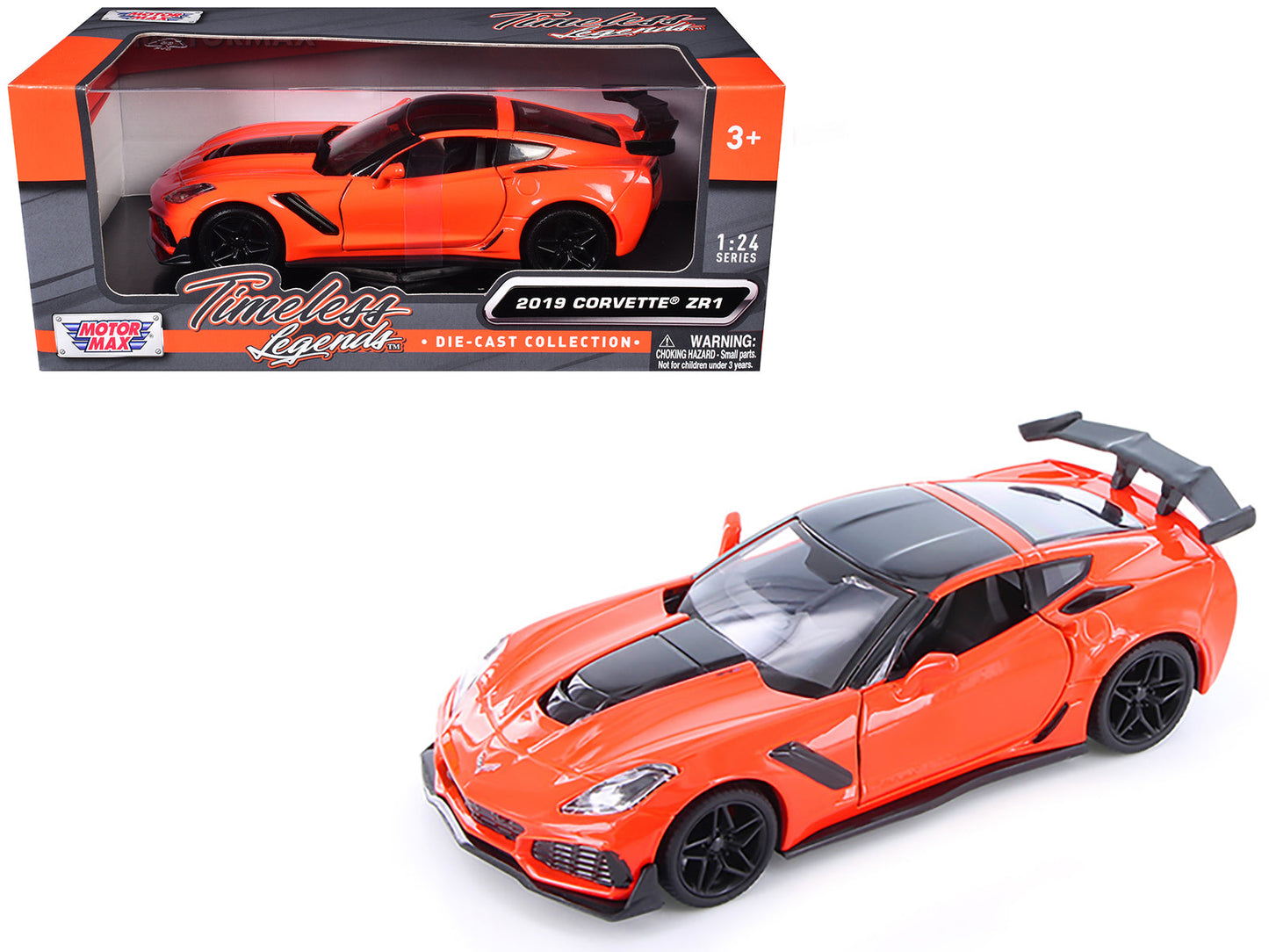 2019 Chevrolet Corvette ZR1 Orange with Black Accents 1/24 Diecast Model Car by Motormax free shipping USA