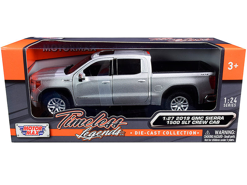 2019 GMC Sierra 1500 SLT Crew Cab Pickup Truck Silver Metallic 1/24-1/27 Diecast Model Car by Motormax free shipping USA