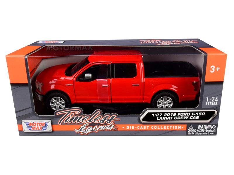 2019 Ford F-150 Lariat Crew Cab Pickup Truck Red 1/24-1/27 Diecast Model Car by Motormax free shipping USA