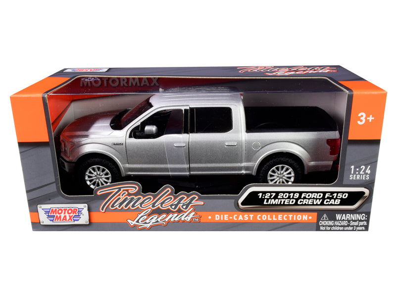 2019 Ford F-150 Limited Crew Cab Pickup Truck Metallic Silver 1/24-1/27 Diecast Model Car by Motormax free shipping USA
