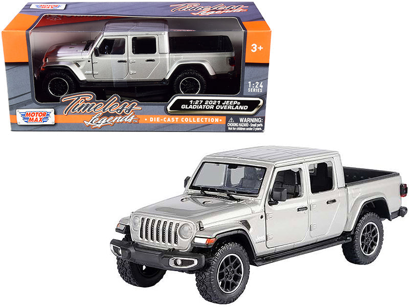 2021 Jeep Gladiator Overland (Closed Top) Pickup Truck Silver Metallic 1/24-1/27 Diecast Model Car by Motormax free shipping USA