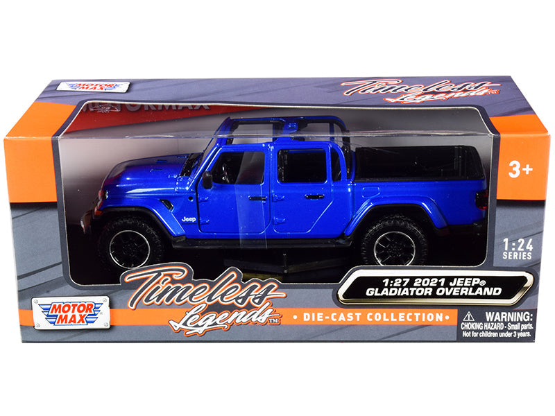 2021 Jeep Gladiator Overland (Open Top) Pickup Truck Blue Metallic 1/24-1/27 Diecast Model Car by Motormax free shipping USA