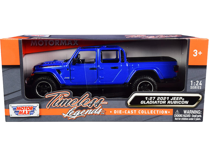 2021 Jeep Gladiator Rubicon (Open Top) Pickup Truck Blue 1/24-1/27 Diecast Model Car by Motormax free shipping USA