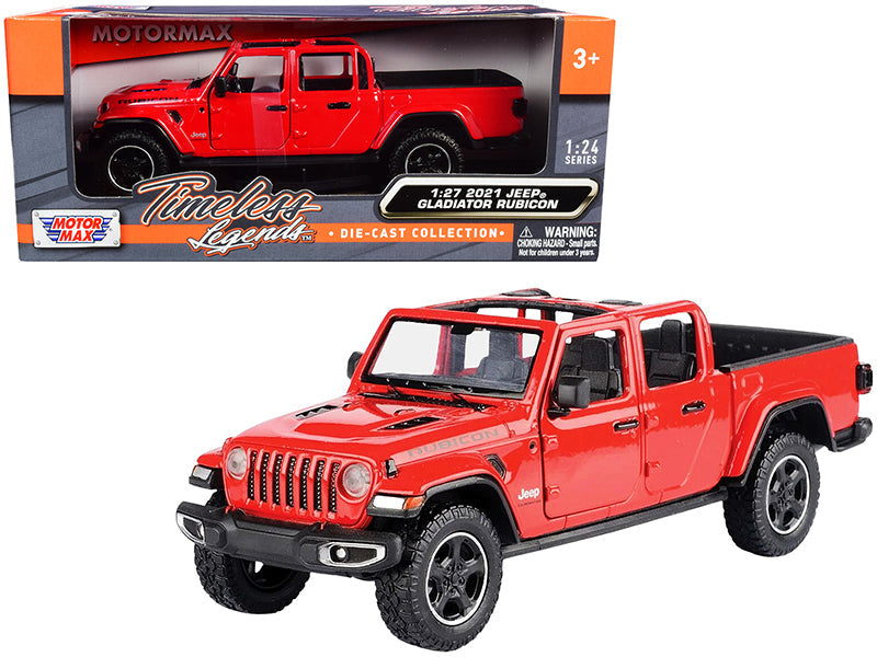 2021 Jeep Gladiator Rubicon (Open Top) Pickup Truck Red 1/24-1/27 Diecast Model Car by Motormax free shipping USA