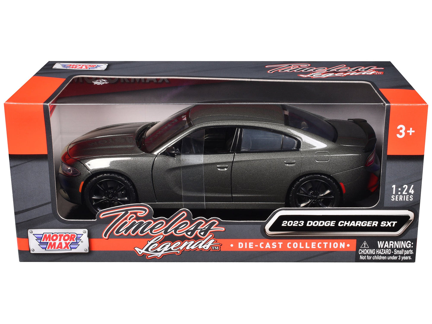 2023 Dodge Charger SXT Gray Metallic "Timeless Legends" Series 1/24 Diecast Model Car by Motormax free shipping USA