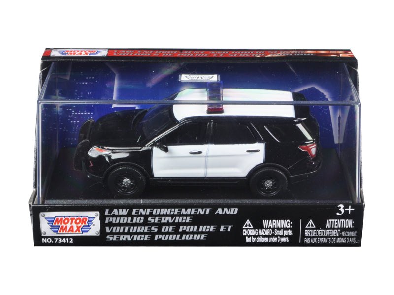 2015 Ford Police Interceptor Utility Plain Black and White 1/43 Diecast Model Car by Motormax free shipping USA