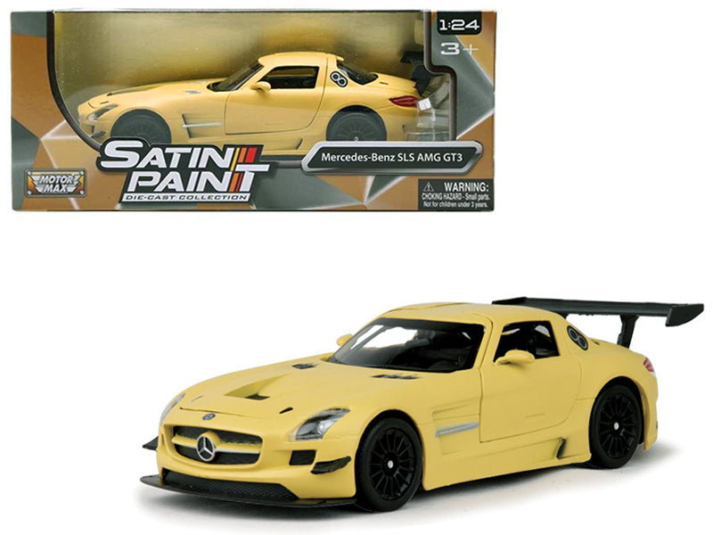Mercedes Benz SLS AMG GT3 Matte Yellow 1/24 Diecast Model Car by Motormax free shipping USA