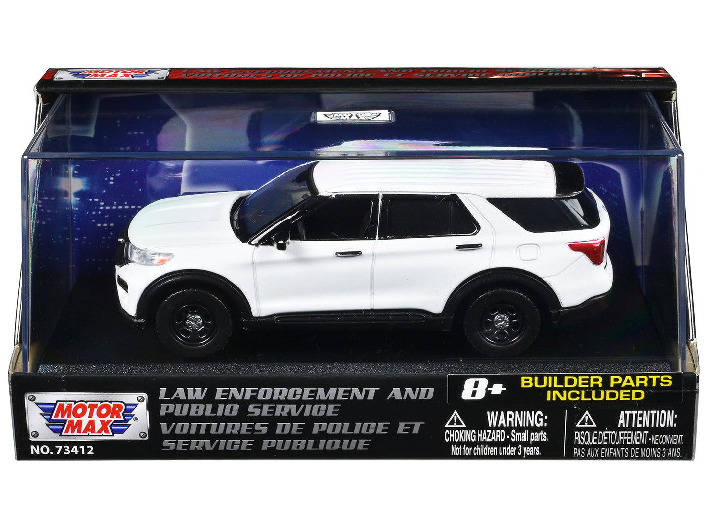 2022 Ford Police Interceptor Utility White Unmarked "Custom Builder's Kit" "Law Enforcement and Public Service" Series 1/43 Diecast Model Car by Motormax free shipping USA