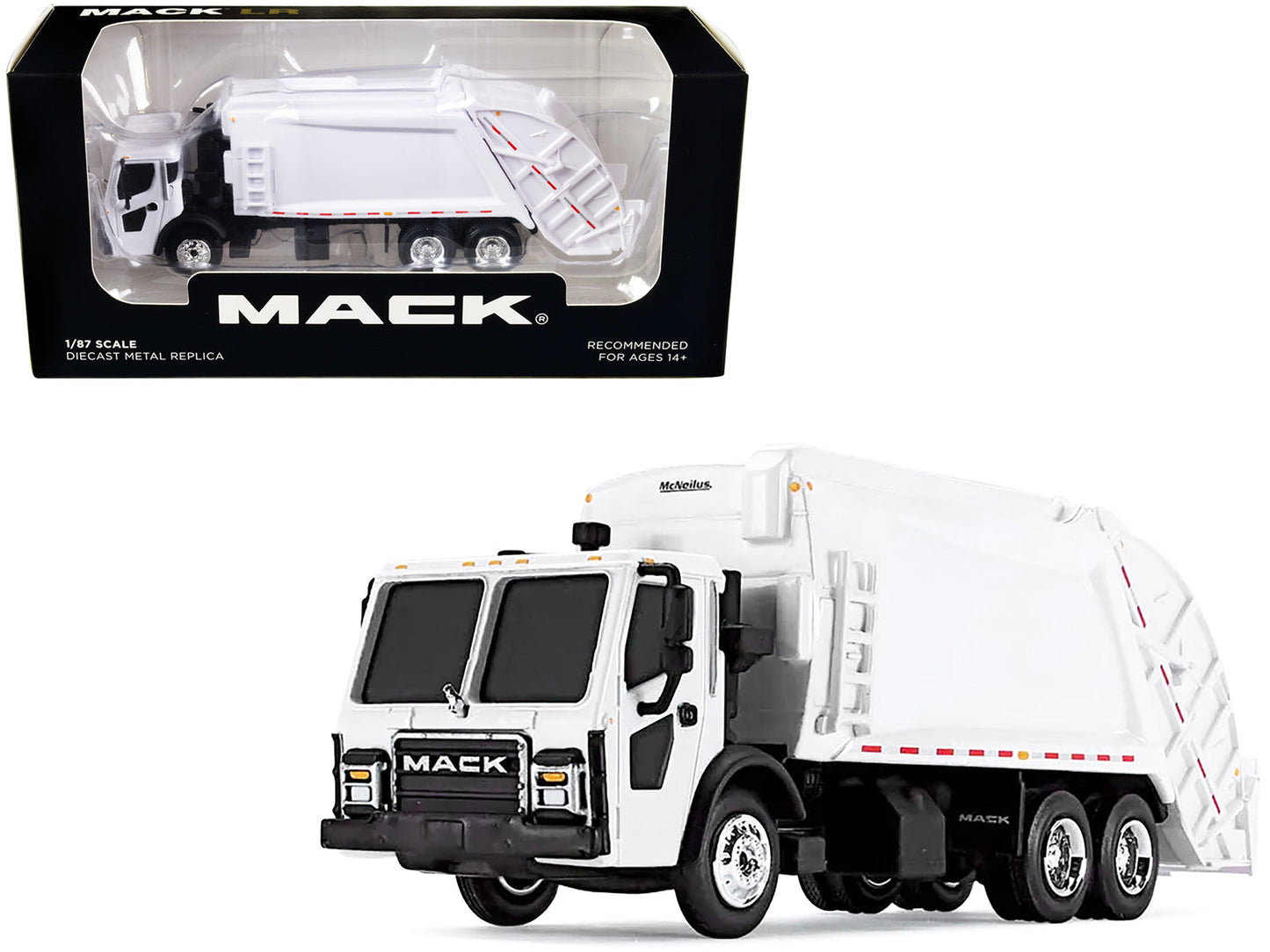 Mack LR with McNeilus Rear Load Refuse Body White 1/87 (HO) Diecast Model by First Gear free shipping USA