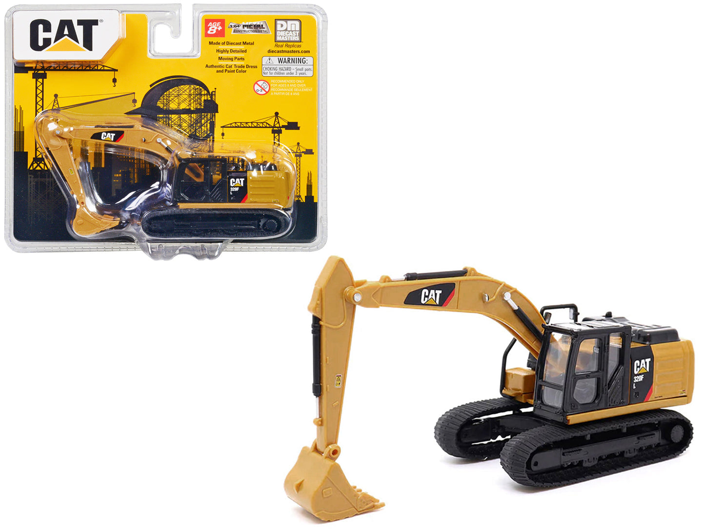 CAT Caterpillar 320F L Hydraulic Excavator Yellow and Black 1/64 Diecast Model by Diecast Masters free shipping USA