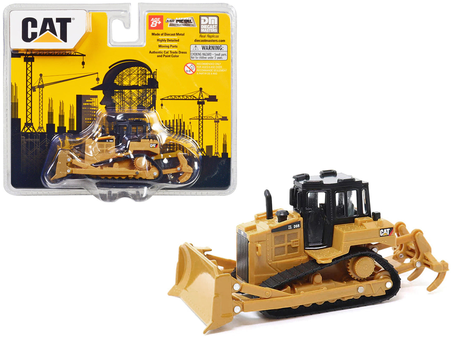 CAT Caterpillar D6R Track-Type Tractor Yellow and Black 1/64 Diecast Model by Diecast Masters free shipping USA