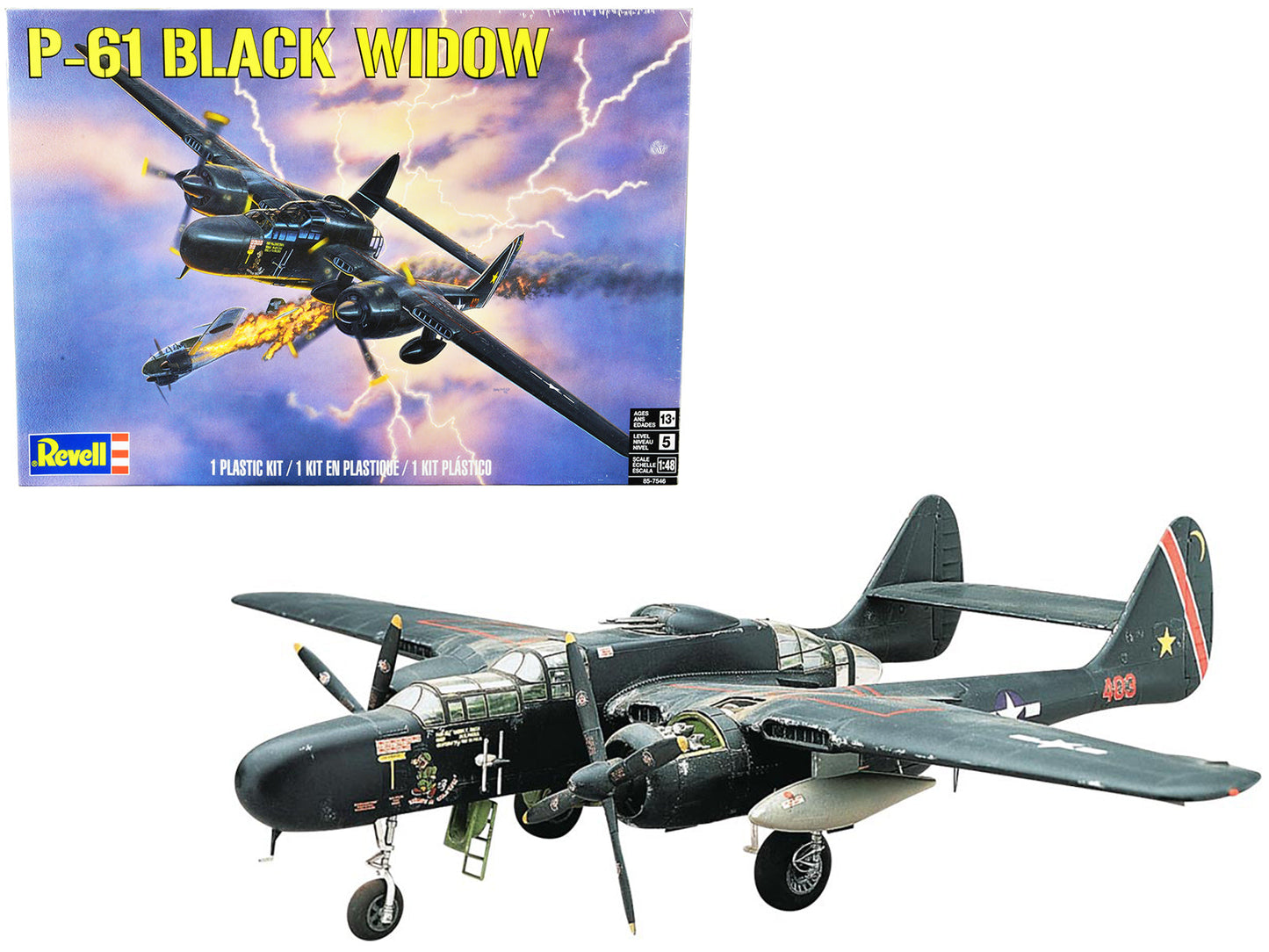 Level 5 Model Kit P-61 Black Widow Fighter Plane 1/48 Scale Model by Revell free shipping USA