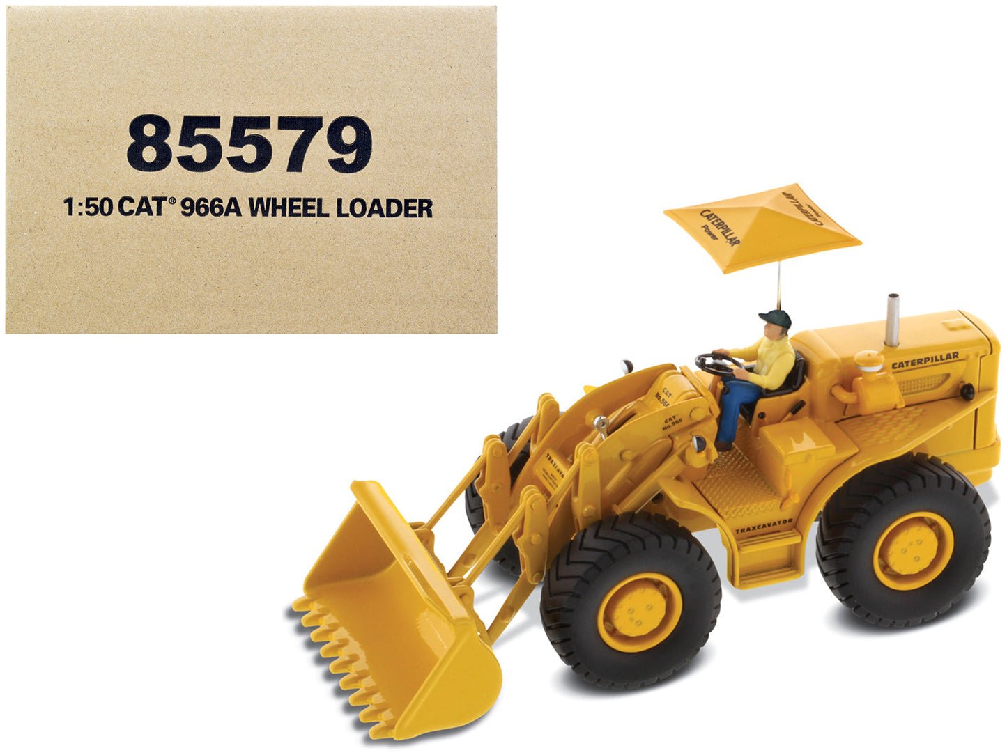 CAT Caterpillar 966A Wheel Loader Yellow with Operator "Vintage Series" 1/50 Diecast Model by Diecast Masters free shipping USA