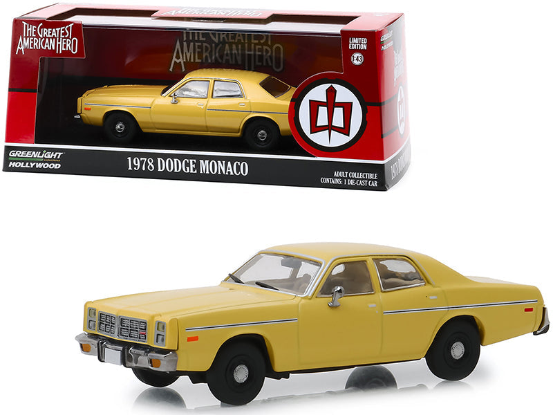 1978 Dodge Monaco Yellow "The Greatest American Hero" (1981-1983) TV Series 1/43 Diecast Model Car by Greenlight free shipping USA