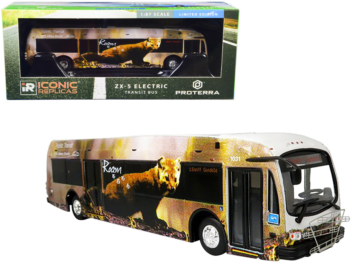 Proterra ZX5 Electric Transit Bus "Roam Transit" "1 Banff Gondola" 1/87 (HO) Diecast Model by Iconic Replicas free shipping USA
