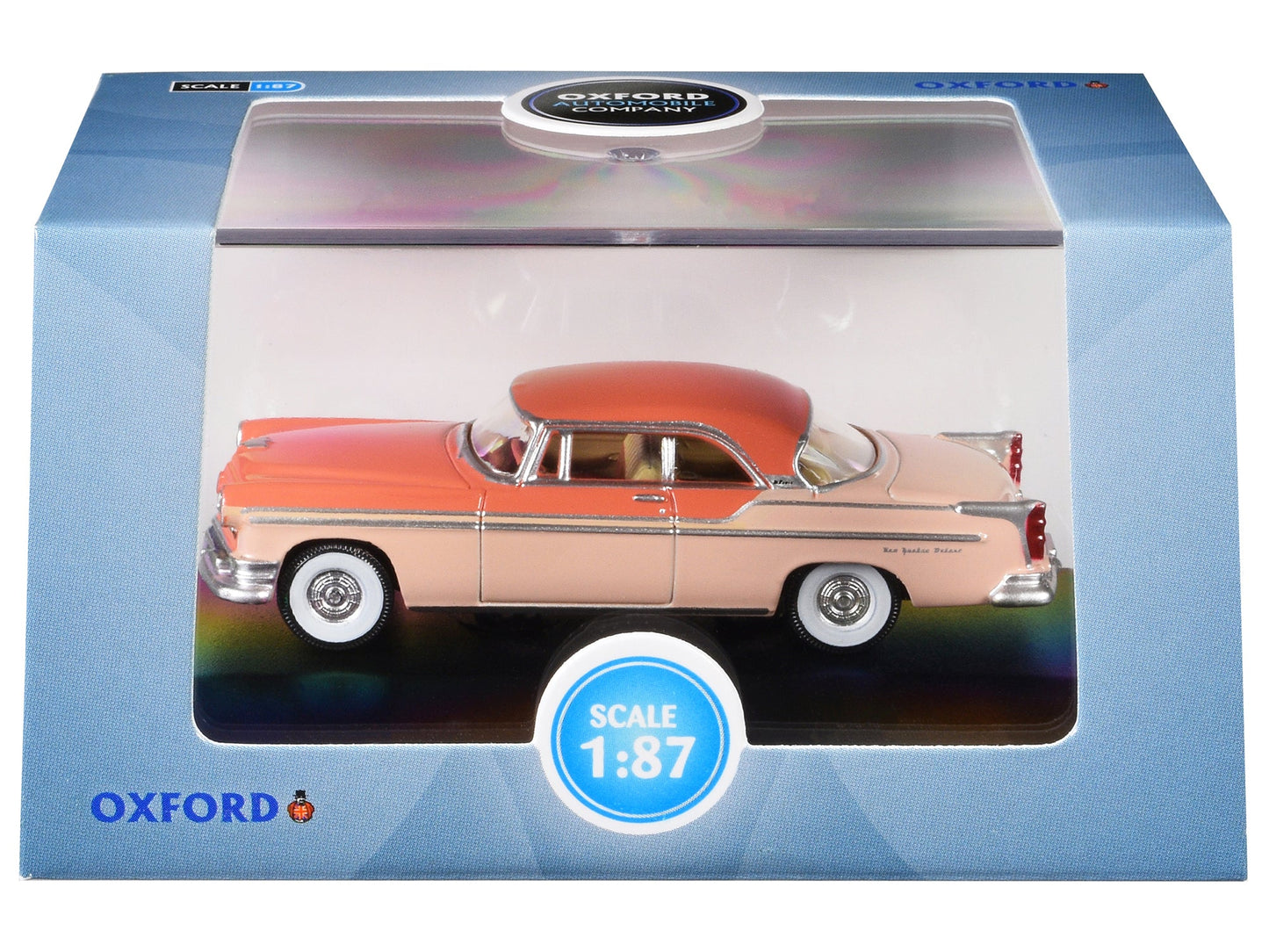 1955 Chrysler New Yorker Deluxe St. Regis Desert Sand and Canyon Tan 1/87 (HO) Scale Diecast Model Car by Oxford Diecast free shipping USA