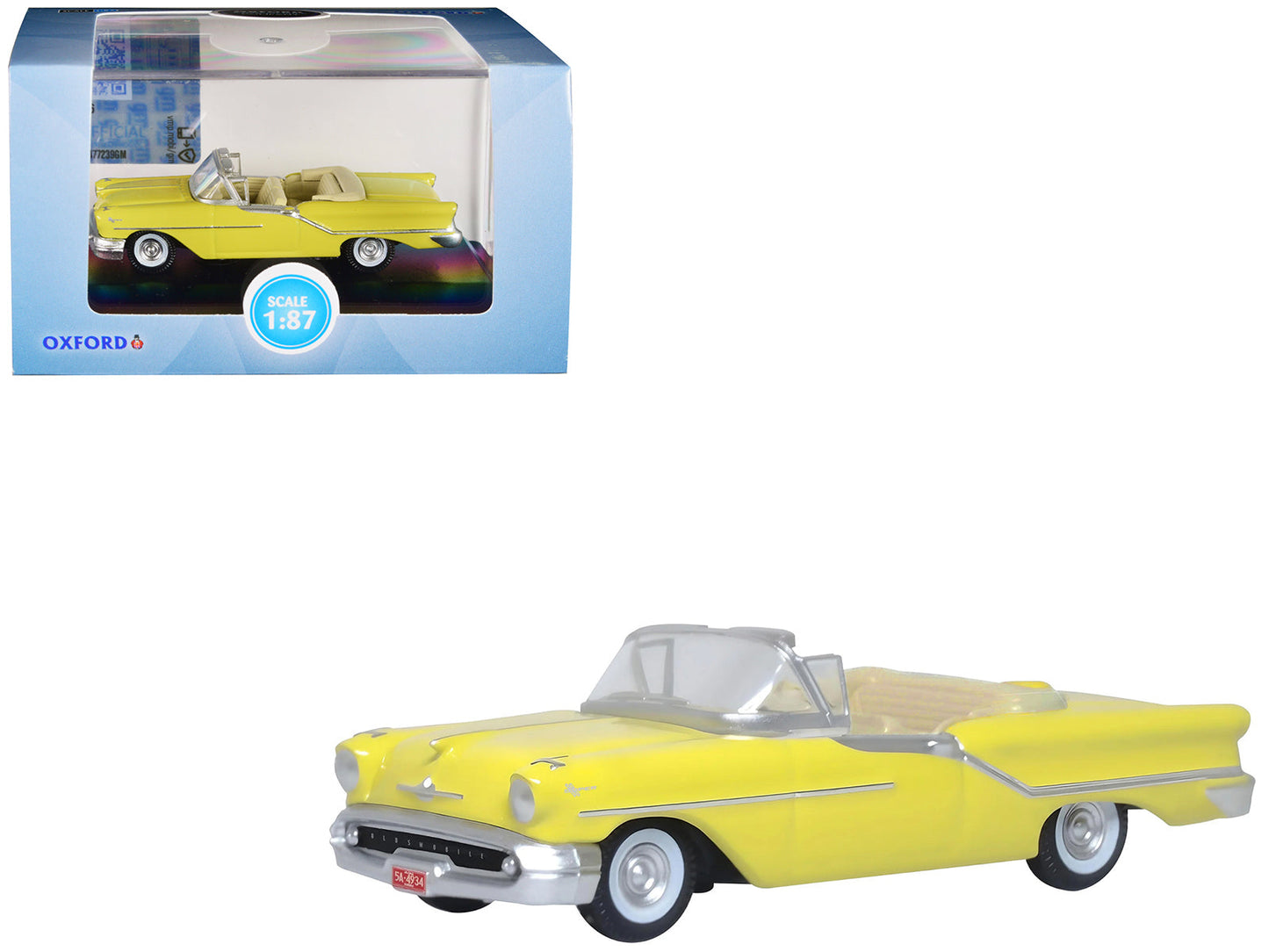 1957 Oldsmobile 88 Convertible Coronado Yellow 1/87 (HO) Scale Diecast Model Car by Oxford Diecast free shipping USA
