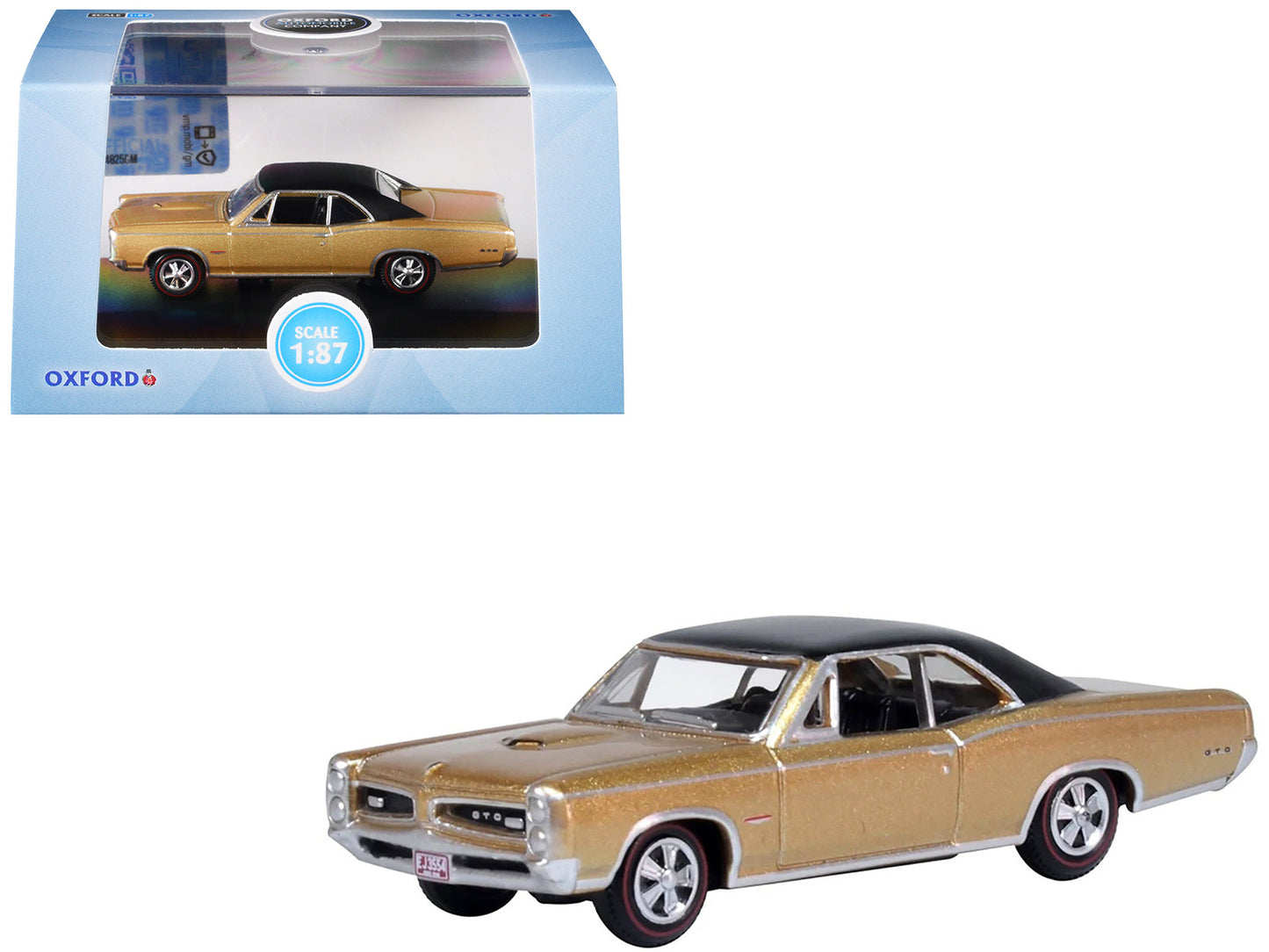 1966 Pontiac GTO Martinique Bronze Metallic with Black Top 1/87 (HO) Scale Diecast Model Car by Oxford Diecast free shipping USA