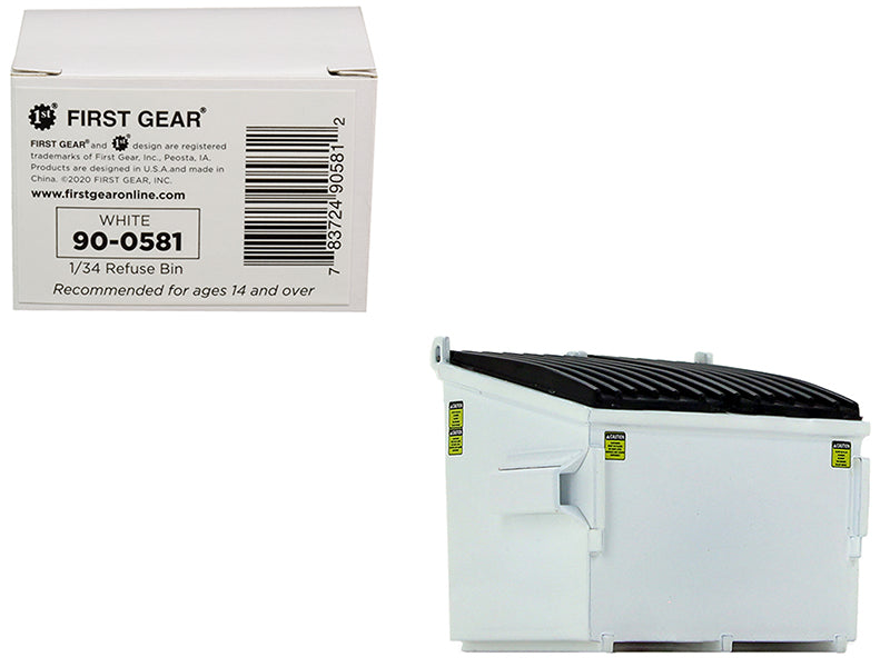 Refuse Trash Bin White 1/34 Diecast Model by First Gear free shipping USA