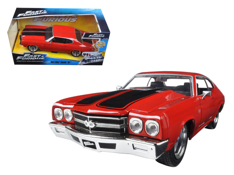Dom's Chevrolet Chevelle SS Red with Black Stripes "Fast & Furious" Movie 1/24 Diecast Model Car by Jada free shipping USA