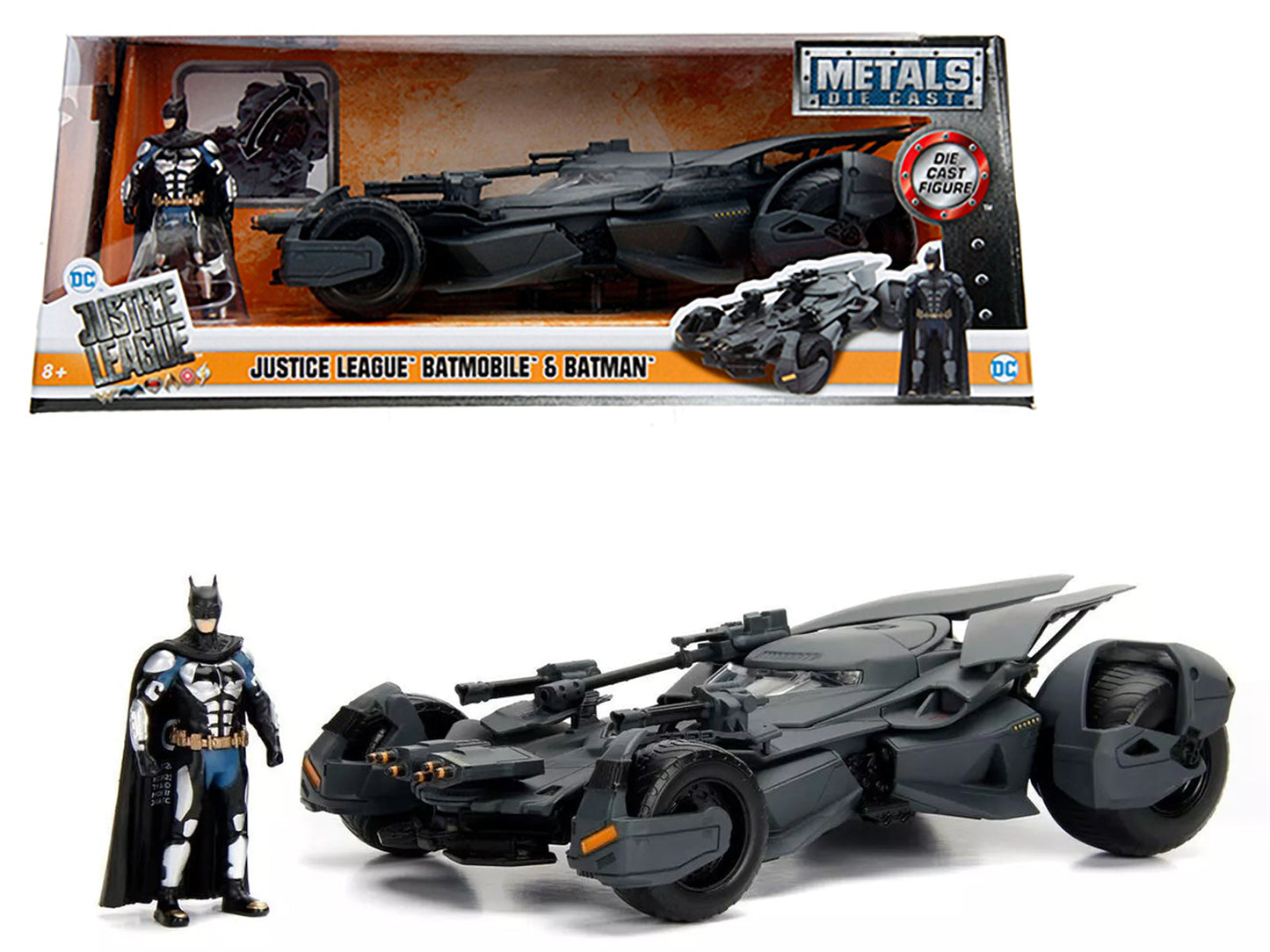 2017 Justice League Batmobile with diecast Batman Figure 1/24 Diecast Model Car by Jada free shipping USA