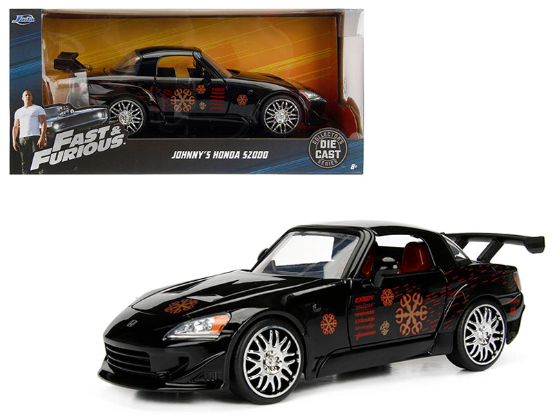 Johnny's 2001 Honda S2000 Black with Graphics "Fast & Furious" Movie 1/24 Diecast Model Car by Jada free shipping USA
