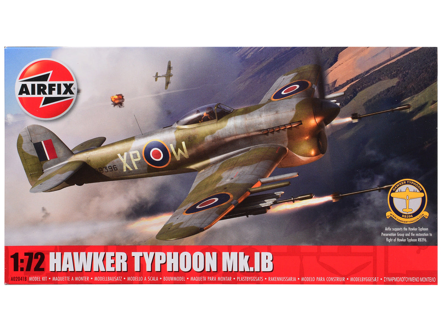 Level 1 Model Kit Hawker Typhoon Mk.IB Aircraft with 2 Scheme Options 1/72 Plastic Model Kit by Airfix free shipping USA