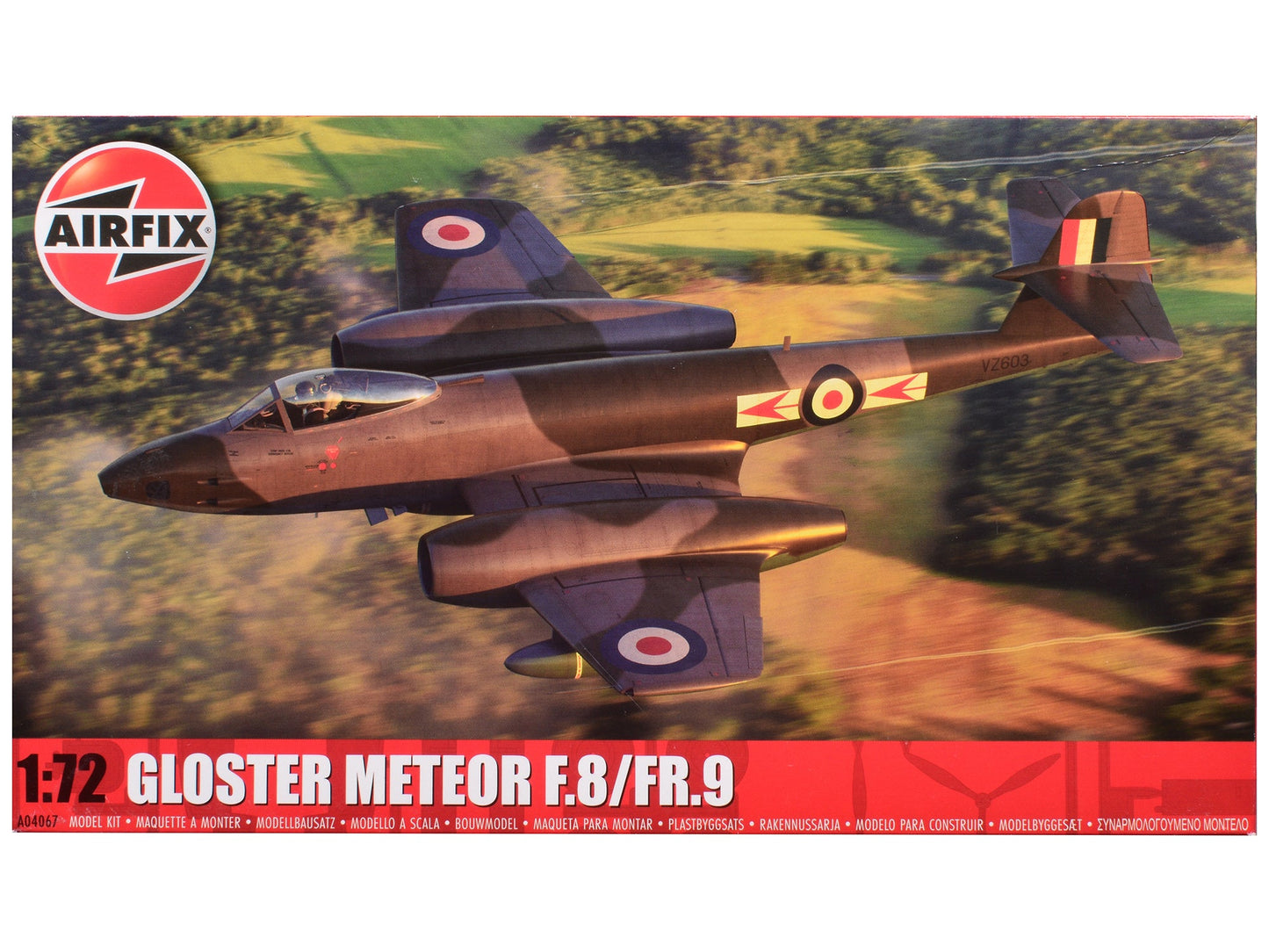 Level 2 Model Kit Gloster Meteor F.8/FR.9 Fighter Aircraft with 2 Scheme Options 1/72 Plastic Model Kit by Airfix free shipping USA