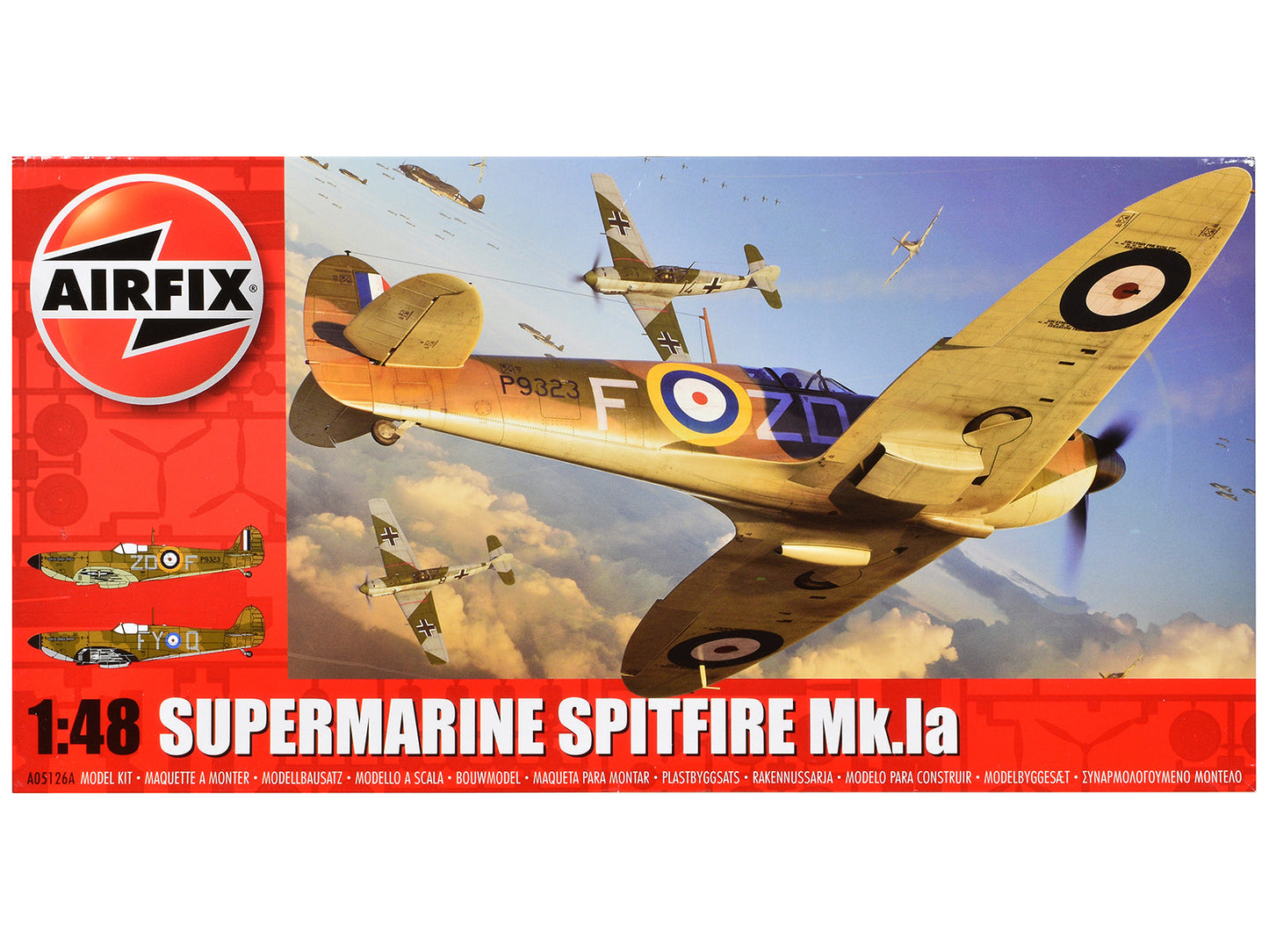 Level 2 Model Kit Supermarine Spitfire Mk Ia Fighter Aircraft with 2 Scheme Options 1/48 Plastic Model Kit by Airfix free shipping USA