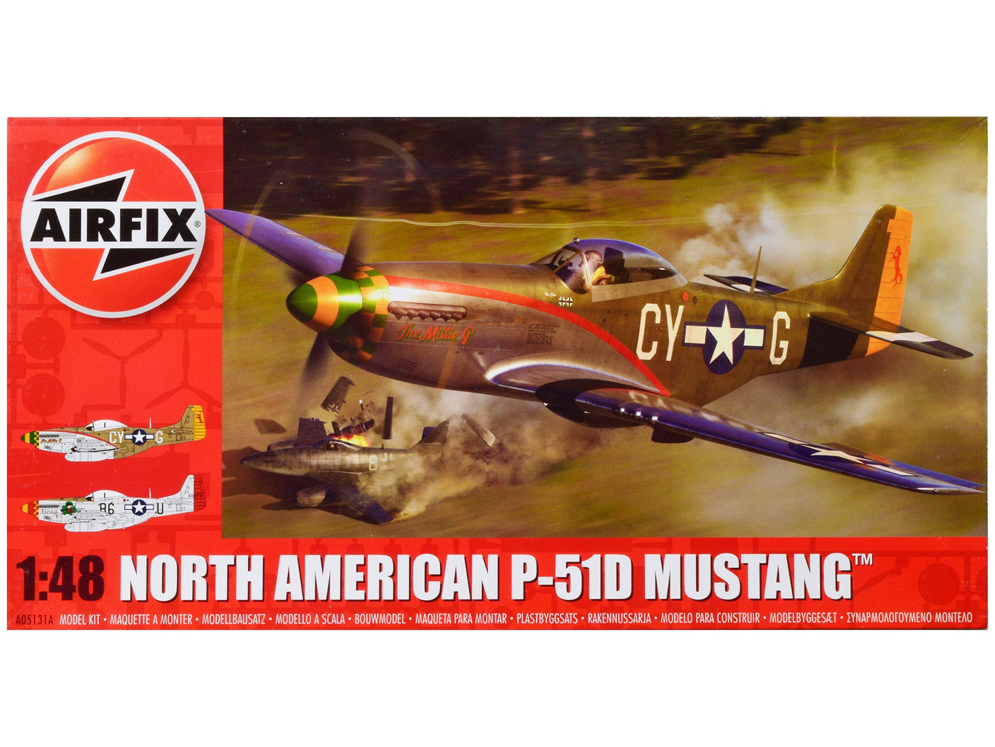 Level 2 Model Kit North American P-51D Mustang Fighter Aircraft with 2 Scheme Options 1/48 Plastic Model Kit by Airfix free shipping USA