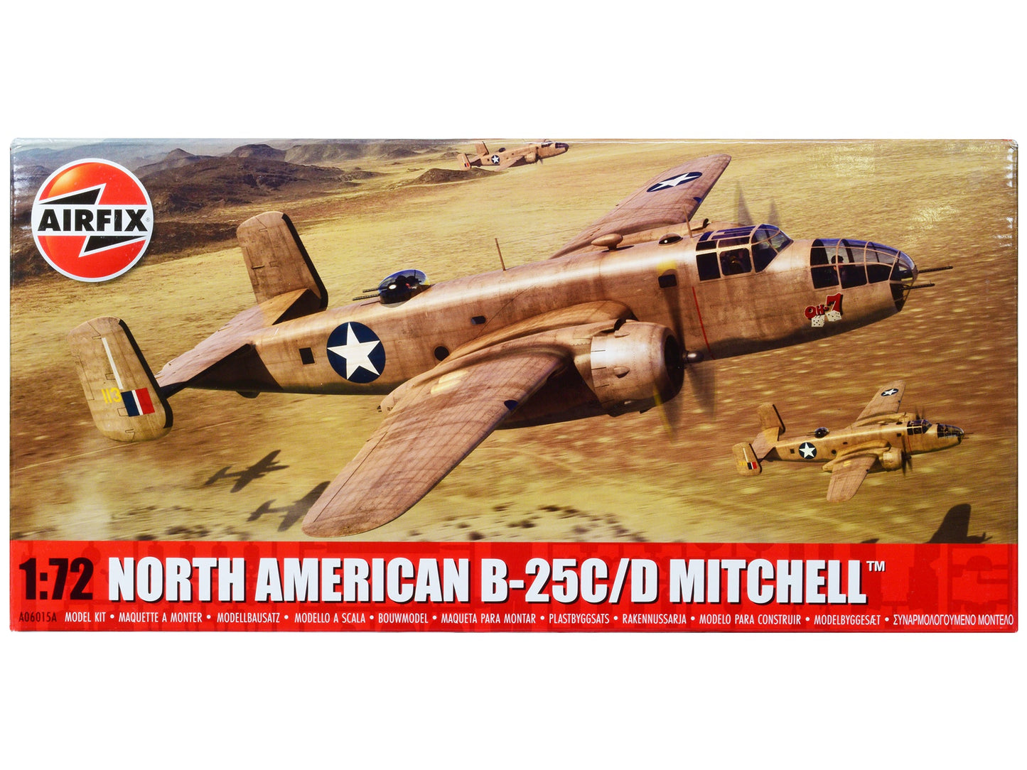 Level 3 Model Kit North American B-25C/D Mitchell Bomber Aircraft with 2 Scheme Options 1/72 Plastic Model Kit by Airfix free shipping USA