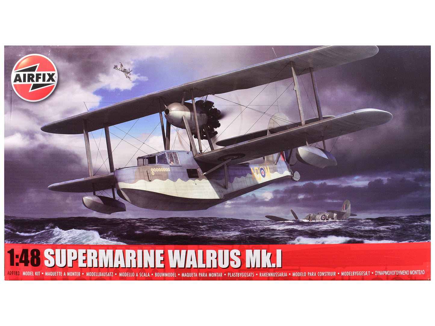 Level 3 Model Kit Supermarine Walrus Mk.I Aircraft with 3 Scheme Options 1/48 Plastic Model Kit by Airfix free shipping USA