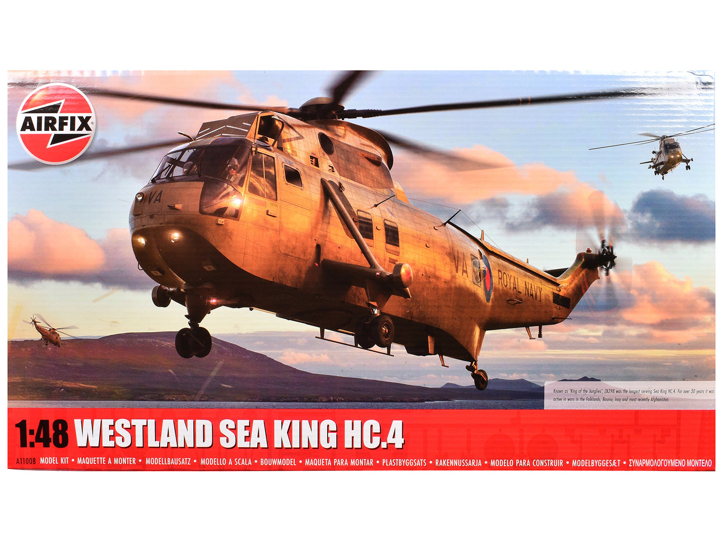 Level 4 Model Kit Westland Sea King HC.4 Helicopter with 4 Scheme Options 1/48 Plastic Model Kit by Airfix free shipping USA