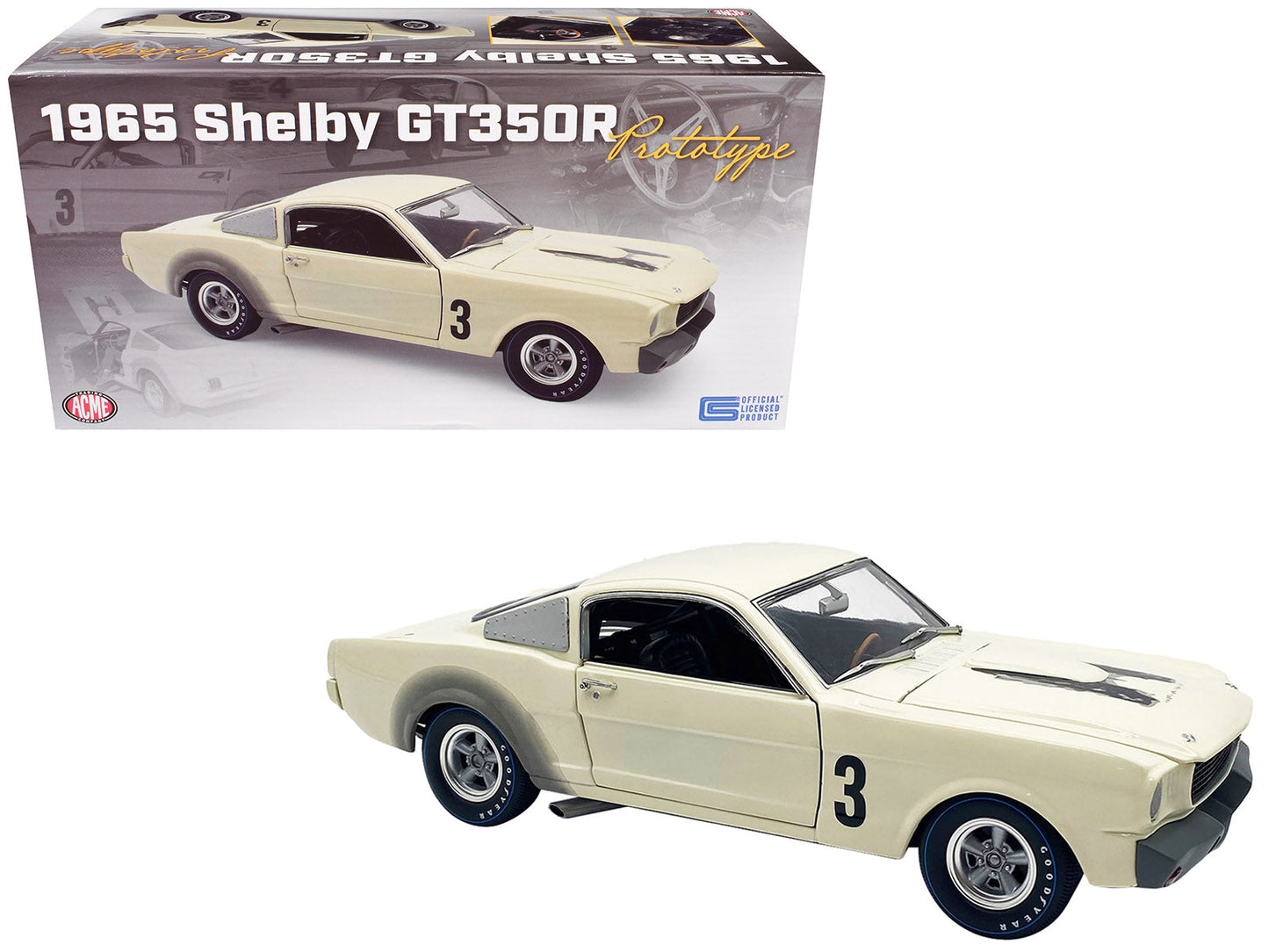 1965 Shelby GT350R Prototype #3 White Limited Edition to 312 pieces Worldwide 1/18 Diecast Model Car by ACME free shipping USA