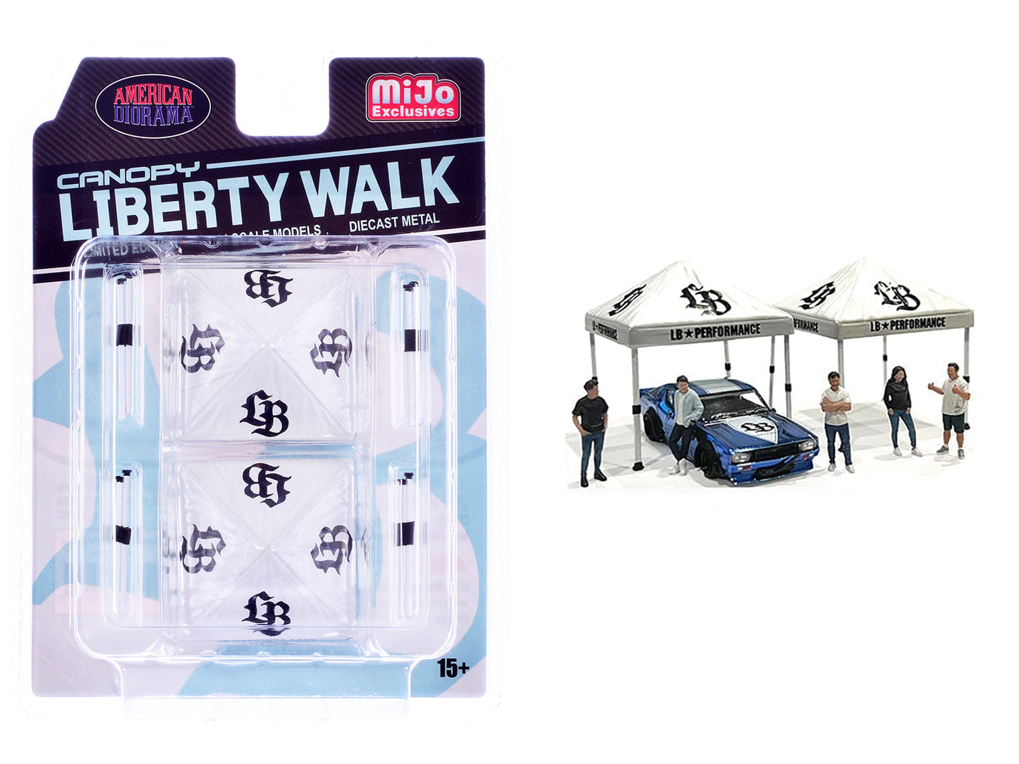 "Liberty Walk" Canopy 2 Piece Set White Limited Edition for 1/64 Scale Models by American Diorama free shipping USA