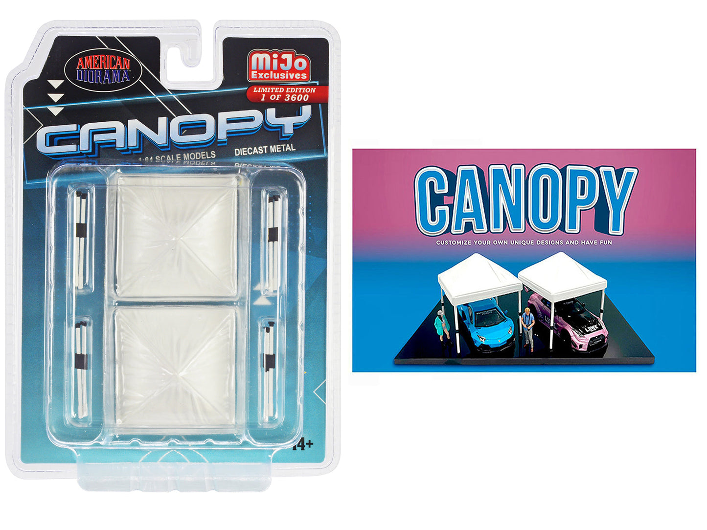 Canopy 2 Piece Set White Limited Edition to 3600 pieces Worldwide 1/64 Scale Models by American Diorama free shipping USA