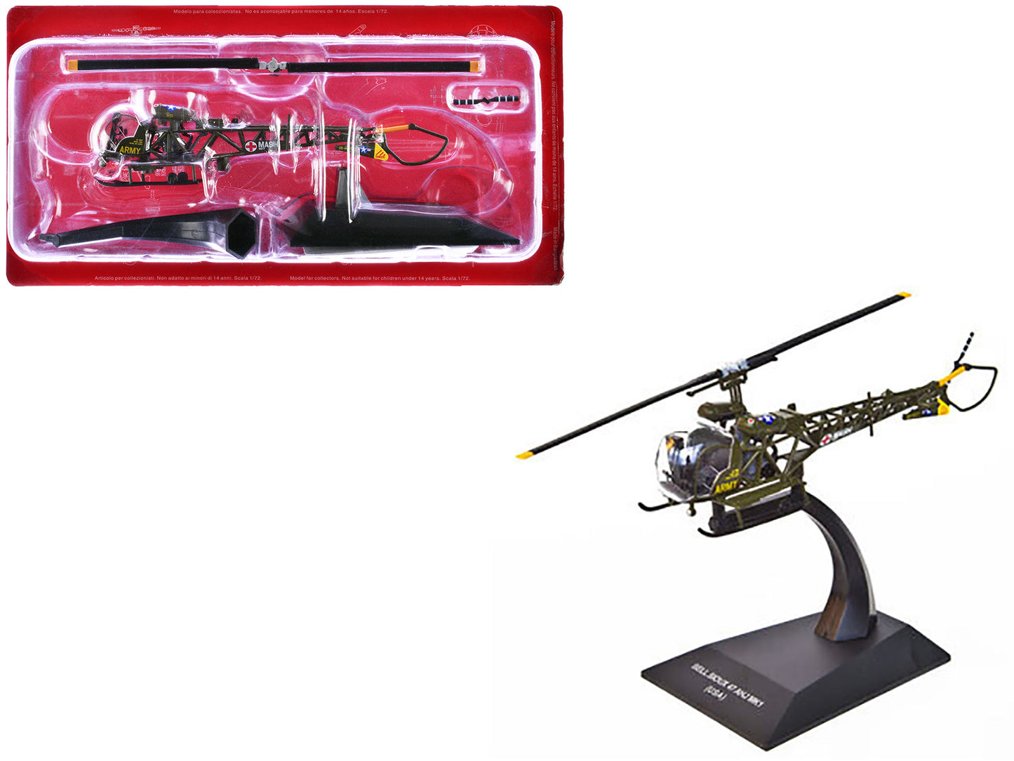 Bell OH-13G Sioux Helicopter "4077th Mobile Army Surgical Hospital (MASH)" United States Army 1/72 Diecast Model by Altaya free shipping USA